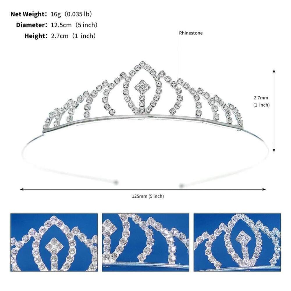 Princess Style Rhinestone Crown In Silver - Picture 4 of 4